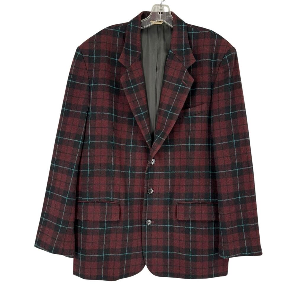 Vintage 80's Banana Republic Mens Plaid Wool Blend Jacket Academia Preppy Medium